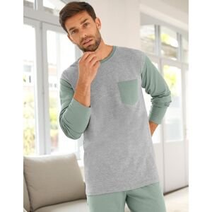 Blancheporte Pyžamové dvoubarevné tričko s dlouhými rukávy šedá/zelená 77/86 (S)