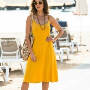 Blancheporte Jednobarevné rozšířené šaty žlutá 52