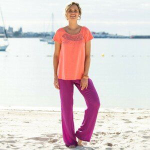 Blancheporte Široké jednobarevné kalhoty z krepónu purpurová 48