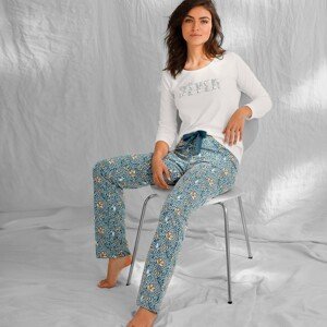 Blancheporte Pyžamové kalhoty s potiskem, bio bavlna modrá 34/36