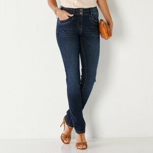 Blancheporte Rovné džíny v opraném vzhledu tmavě modrá 36