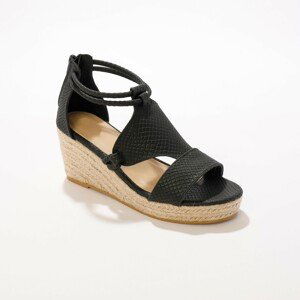 Blancheporte Šňůrkové sandály na klínovém podpatku, černé černá 39