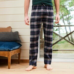 Blancheporte Flanelové pyžamové kalhoty s potiskem kostky nám. modrá 64/66