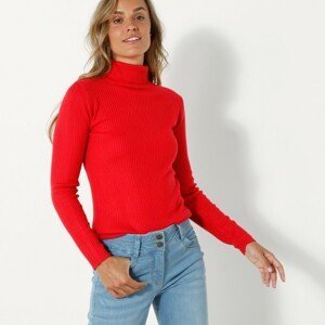 Blancheporte Žebrovaný pulovr s rolákem červená 50
