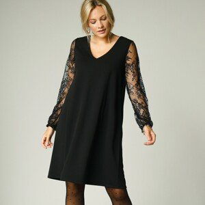 Blancheporte Rozšířené jednobarevné šaty s krajkou černá 54