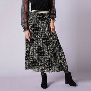 Blancheporte Dlouhá plisovaná sukně s potiskem černá/režná 52
