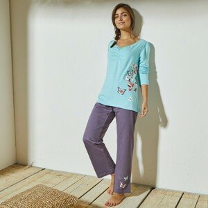 Blancheporte Pyžamové kalhoty se středovým motivem motýlů, bavlna antracitová 50
