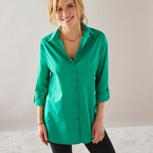 Blancheporte Dlouhá jednobarevná košile zelená 38