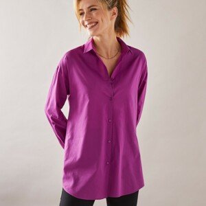 Blancheporte Dlouhá jednobarevná košile purpurová 40
