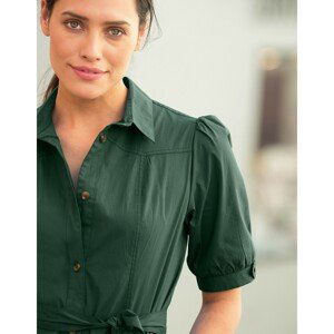 Blancheporte Košilové šaty s páskem a knoflíky zelená 36