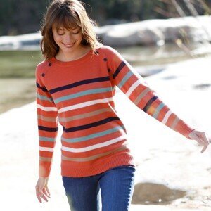 Blancheporte Pruhovaný pulovr s knoflíky na ramenou oranžová/vícebarevná 42/44
