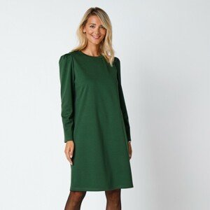 Blancheporte Jednobarevné žakárové úpletové šaty zelená jedlová 50