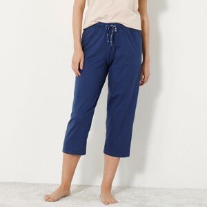 Blancheporte Jednobarevné 3/4 pyžamové kalhoty s mašlí s potiskem květin nám. modrá 38/40
