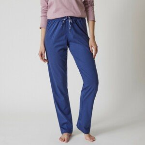 Blancheporte Jednobarevné pyžamové kalhoty s mašlí s potiskem květin nám. modrá 34/36