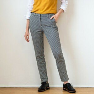Blancheporte Úzké kalhoty s potiskem kohoutí stopy černá/bílá 44