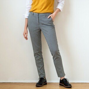 Blancheporte Úzké kalhoty s potiskem kohoutí stopy černá/bílá 48