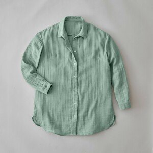 Blancheporte Jednobarevná košile z bavlněné gázoviny šedozelená 36