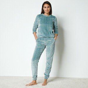 Blancheporte Fleecové pyžamo s optickým efektem modrošedá 42/44