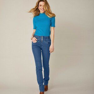 Blancheporte Rovné džíny s vysokým pasem, pro vysokou postavu modrá 40