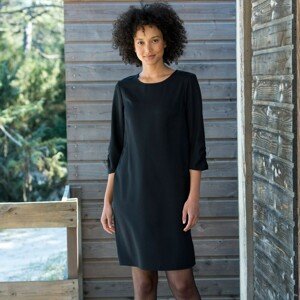 Blancheporte Jednobarevné rovné šaty se 3/4 rukávy černá 50