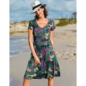 Blancheporte Krátké šaty s potiskem smaragdová/purpurová 50