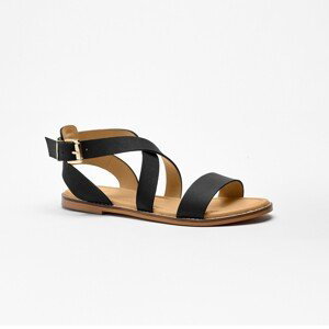 Blancheporte Ploché kožené sandály, eco-friendly černá 36
