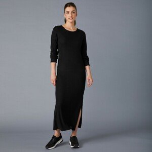 Blancheporte Žebrované dlouhé šaty černá 54