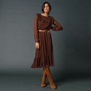 Blancheporte Volánové šaty čokoládová 36