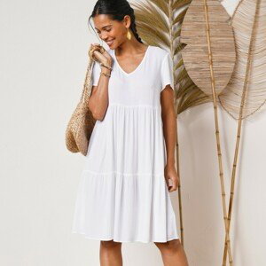 Blancheporte Krátké jednobarevné šaty s výstřihem do "V" bílá 40