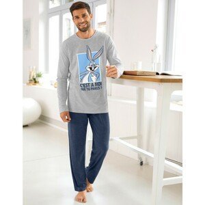 Blancheporte Pyžamo Bugs Bunny s kalhotami a dlouhými rukávy modrá/šedá 107/116 (XL)