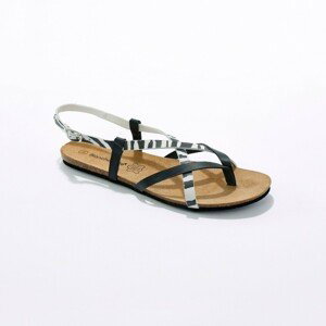 Blancheporte Páskové sandály se vzorem zvířecí srsti černá 39