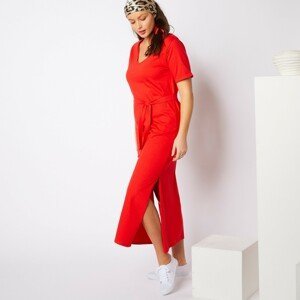 Blancheporte Jednobarevné dlouhé šaty s výstřihem do "V" červená 42/44