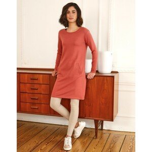Blancheporte Rovné meltonové mikinové šaty růžové dřevo 34/36