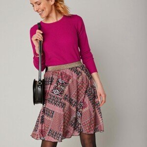 Blancheporte Krátká rozšířená sukně s patchwork potiskem černá/terakota 50