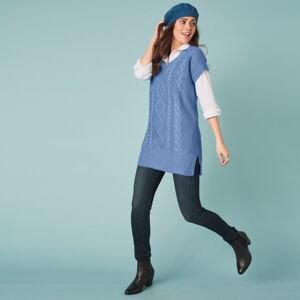 Blancheporte Tunikový pulovr s krátkými rukávy modrošedá 34/36