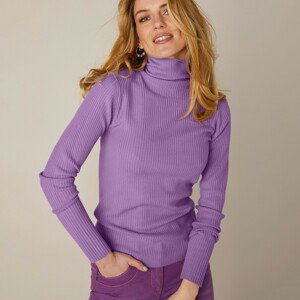 Blancheporte Žebrovaný pulovr s rolákem lila 54