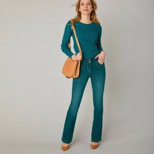 Blancheporte Bootcut barevné džíny smaragdová 50