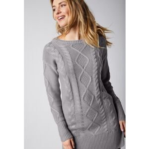 Blancheporte Tunikový pulovr s copánkovým vzorem šedá 56