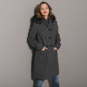 Jednobarevný kabát duffle-coat s kapucí