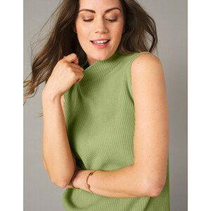 Blancheporte Žebrovaný pulovr bez rukávů zelenkavá 50