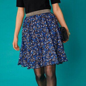 Blancheporte Krátká rozšířená sukně s potiskem květin modrá 50