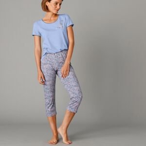 Blancheporte 3/4 pyžamové kalhoty s potiskem květin modrá 50