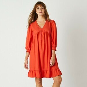 Blancheporte Jednobarevné rovné šaty se 3/4 rukávy, krep oranžová 36