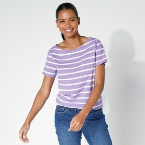 Blancheporte Pruhované tričko s krátkými rukávy lila/bílá 42/44