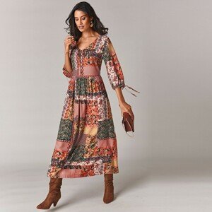 Blancheporte Dlouhé šaty v patchwork designu karamelová/rezavá 36