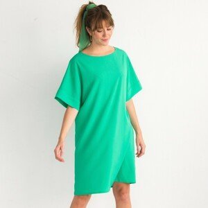 Blancheporte Rovné jednobarevné šaty se strukturou zelená 56