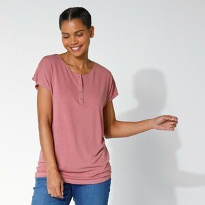 Blancheporte Jednobarevné tričko s tuniským výstřihem růžové dřevo 50