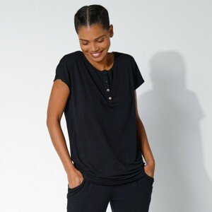 Blancheporte Jednobarevné tričko s tuniským výstřihem černá 50
