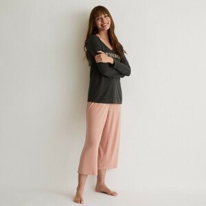 Blancheporte 7/8 pyžamové široké kalhoty růžové dřevo 42/44