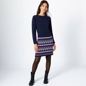 Blancheporte Jednobarevné pulovrové šaty se žakárovým vzorem nám. modrá/purpurová 34/36